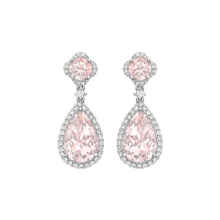 Special Edition Morganite Earrings with Diamond Flower Top in White Gold - Kiki McDonough Jewellery - Sloane Square London | Kiki McDonough : Kiki McDonough Jewellery – Sloane Square London | Kiki McDonough