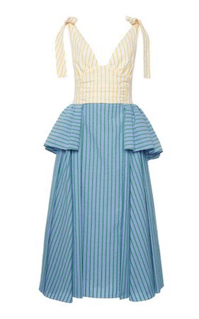 Around The Edges Striped Cotton Midi Dress By Rosie Assoulin | Moda Operandi