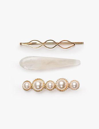 Pearl Gold and Enamel Clip Set
