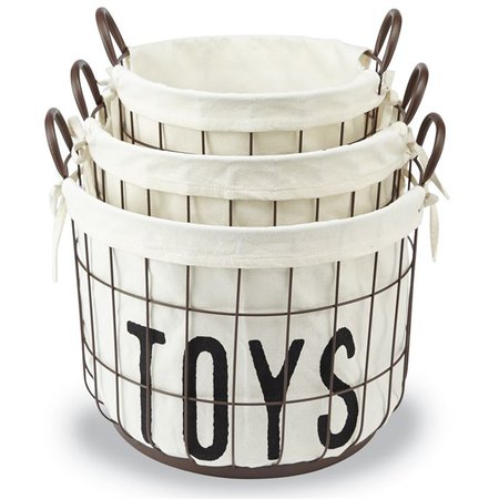 Printed Canvas Wire Toy Basket Set | Mud Pie