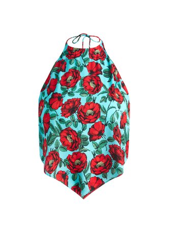 Frenchie Printed Halter Top In Beach Bliss Aqua | Alice And Olivia