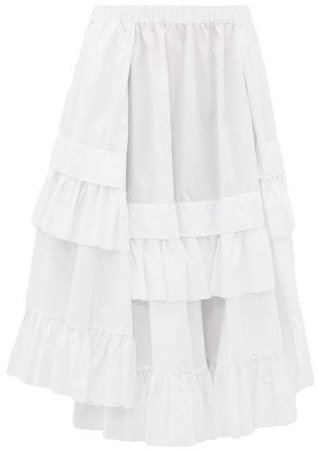 Ruffle Tiered Hem Cotton Skirt - Womens - White