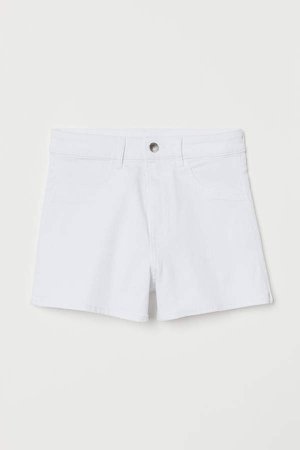 Denim Shorts High Waist - White