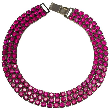 Vintage Kirk's Folly Fuchsia Rhinestone Necklace : Vermeer Collectibles | Ruby Lane