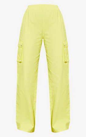Lemon Yellow Wide Leg Cargo Trousers | PrettyLittleThing CA