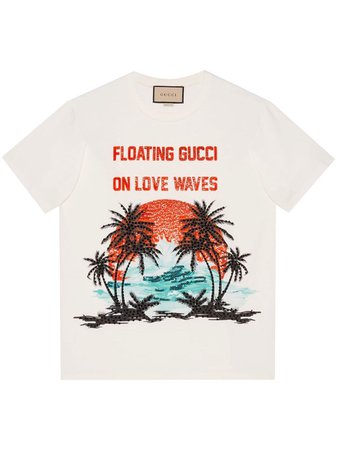 Gucci Sequinned slogan-print T-shirt - Farfetch