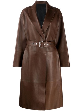 Brunello Cucinelli Belted Leather Coat
