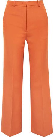 Grain De Poudre Wool-blend Flared Pants - Orange