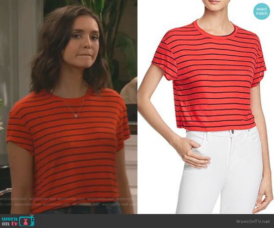 WornOnTV: Clem’s red cropped striped tee on Fam | Nina Dobrev | Clothes and Wardrobe from TV