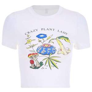 crazy plant printed crop t-shirt – Lupsona