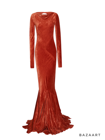 red 1 2 3 4 RICK OWENS Glenda draped velvet gown formal