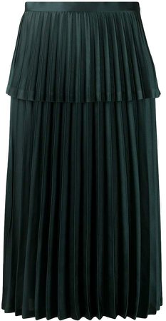 Layered Pleated Satin Skirt