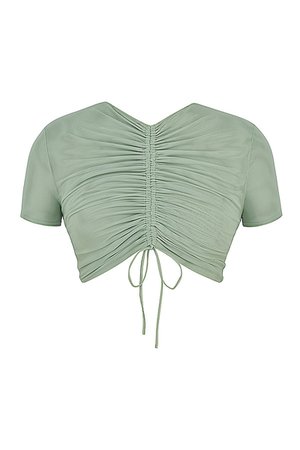 'Finesse' Sage Gathered Cropped Top - Mistress Rock