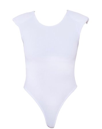 PLT white rubbed shoulder pad bodysuit