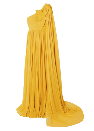 elie Saab mustard yellow dress gown