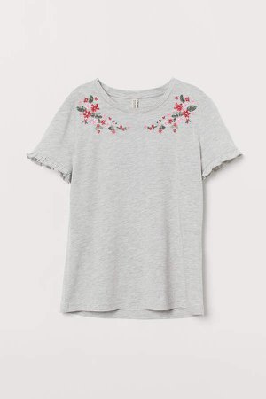 T-shirt with Embroidery - Gray