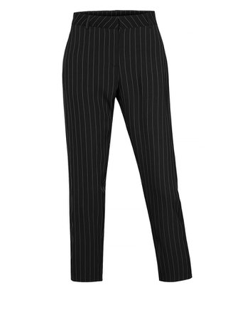 Classic Work Office Pin Striped Straight Leg Full Length Pants (CLEARA | LE3NO black