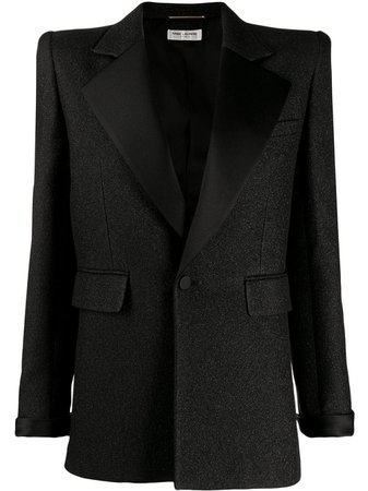 Black Saint Laurent Glitter Tailored Blazer | Farfetch.com