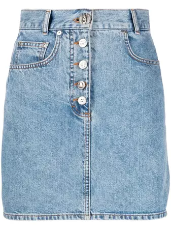 MOSCHINO JEANS Buttoned washed-denim Mini Skirt - Farfetch