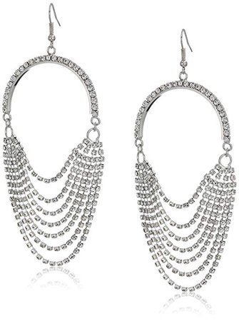 Amazon.com: GUESS Women's Rhinestone Chain Earrings, Silver, One Size: Jewelry