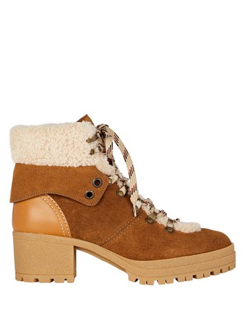 See By Chloé Eileen Shearling-Trimmed Ankle Boots | INTERMIX®