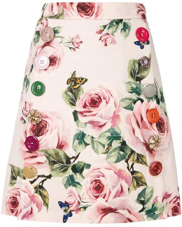rose print A-line skirt