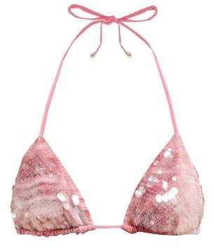 Mare - Variegated Knit Sequinned Bikini Set - Womens - Pink