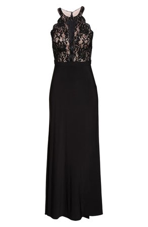 Morgan & Co. Halter Lace Gown | Nordstrom