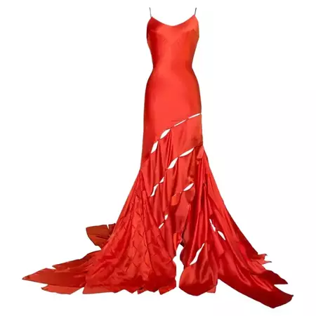 Roberto Cavalli Silky Orange Runway Evening Gown S/S 2004 Size XS For Sale at 1stDibs | joshua goen, roberto cavalli 2004 dress, joshua goen wife