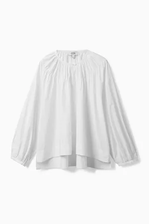 GATHERED NECK BLOUSE - WHITE - Blouses - COS