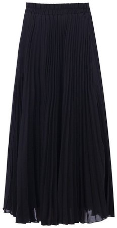*Jolie Moi Black Crepe Pleated Midi Skirt