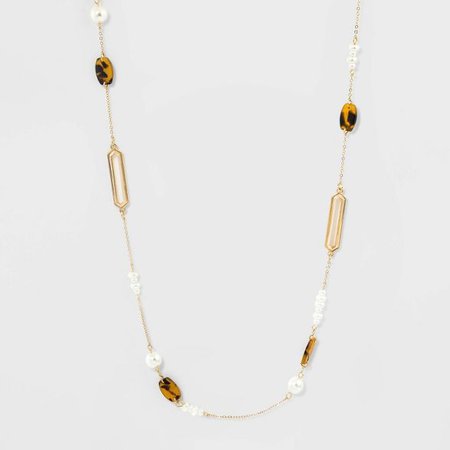 Pearl And Crystal Beaded Necklace - A New Day™ Brown : Target