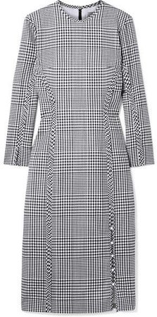 Checked Wool Midi Dress - Gray
