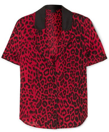 Flynn Satin-trimmed Leopard-print Silk-crepe Shirt - Leopard print