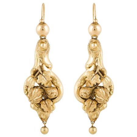 Georgian/Victorian Drop Earrings in 15K Gold For Sale at 1stDibs | victorian earrings for sale