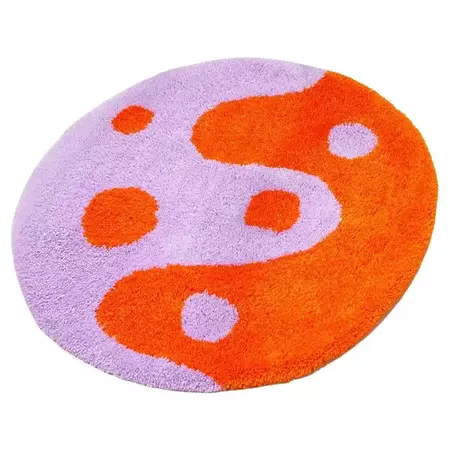 Hand Tufted Purple and Orange Yin Yang Dot Rug For Sale at 1stDibs | yin yang rug, ying yang rug, yin and yang rug