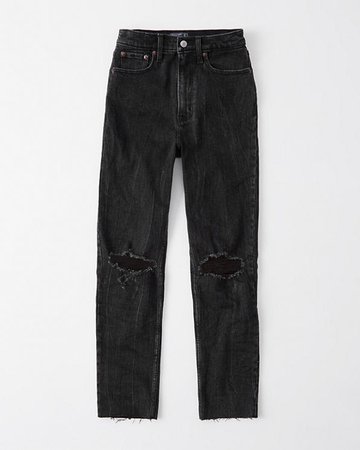 Womens Ultra High Rise Ripped Mom Jeans | Womens Bottoms | Abercrombie.com