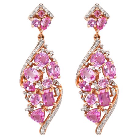 18 Karat Gold Diamond Drop Earrings For Sale at 1stDibs