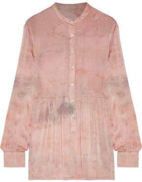 Empire Tie-dyed Ribbed Washed-silk Blouse