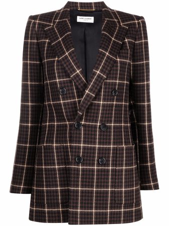 Saint Laurent checked double-breasted blazer - FARFETCH