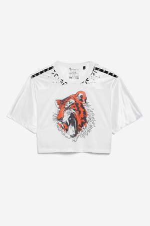 Embellished Mesh Tiger T-Shirt by Tee & Cake - Topshop