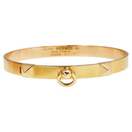 Hermes Collier de Chien 18K Yellow Gold Narrow Bracelet SH For Sale at 1stDibs