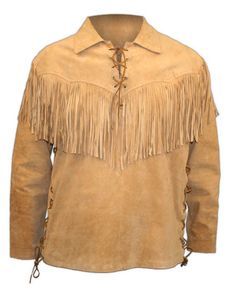 New Men American Mountain Man Buckskin Leather War Shirt