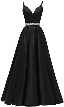 Yexinbridal Glitter Long Beaded Prom Dress Satin V-Neck Spaghetti Formal Evening Gowns at Amazon Women’s Clothing store