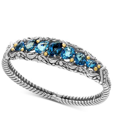 EFFY® Sterling Silver Ocean Bleu London Blue Topaz and Swiss Blue Topaz Bracelet