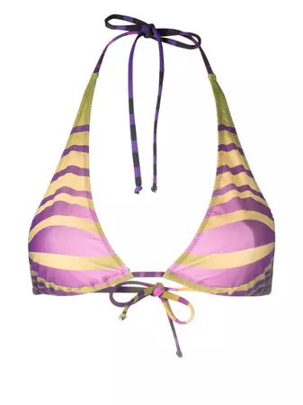 Jean Paul Gaultier stripe-print Triangle Bikini Top - Farfetch