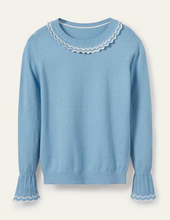 Aimee Pointelle Sweater - Frosted Blue