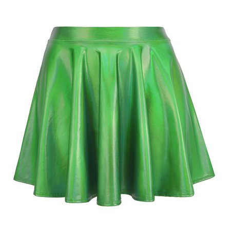 HDE Women's Shiny Liquid Metallic Holographic Pleated Flared Mini Skater Skirt (Green, XX-Large) - Walmart.com