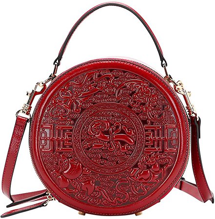 Amazon.com: PIJUSHI Designer Floral Handbags for Women Genuine Leather Crossbody Purse Ladies Top Handle Satchel Bag (19089 Red) : Clothing, Shoes & Jewelry