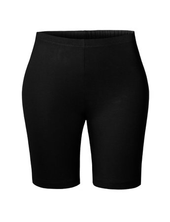 LE3NO Womens Active Mid Thigh High Waist Stretchy Cotton Jersey Cycling Bike Short | LE3NO black